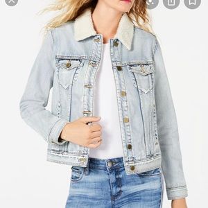 Faux sheeplined jean jacket